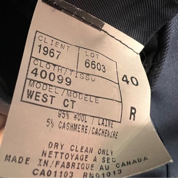 Paul Dione Blazer Mens 40R Black Wool Cashmere Blend Notch Lapel Career - Picture 5 of 9